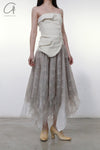 Marc Le Bihan lace embroidered skirt 2596 series plant dyeing France MLB-2596-ZZHUI PEARL GREY pearl gray lace embroidery
